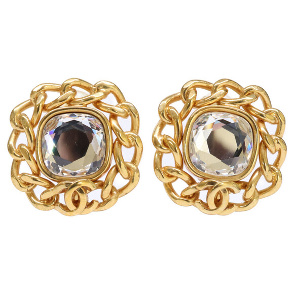 CHANEL Gold Logo Earrings